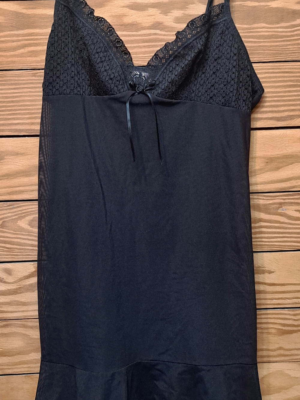 Victoria's Secret Angels Black Lingerie Nighti Sz M Sheer Lace Ruffle Hem